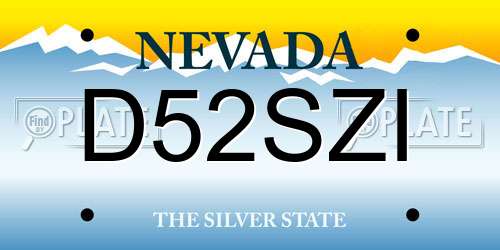 D52SZI Nevada License Plate