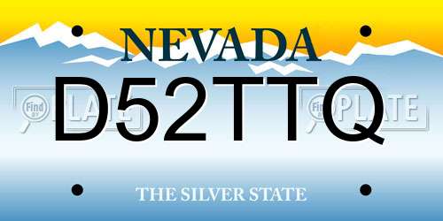 D52TTQ Nevada License Plate