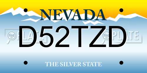D52TZD Nevada License Plate