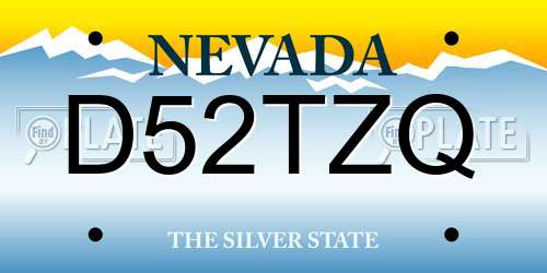 D52TZQ Nevada License Plate