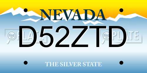 D52ZTD Nevada License Plate