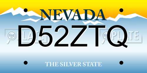 D52ZTQ Nevada License Plate