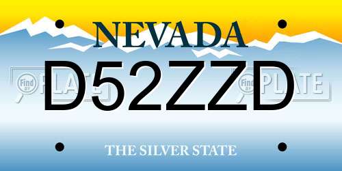 D52ZZD Nevada License Plate