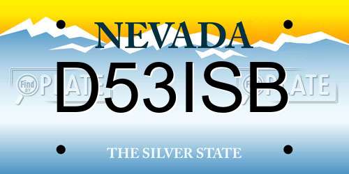 D53ISB Nevada License Plate