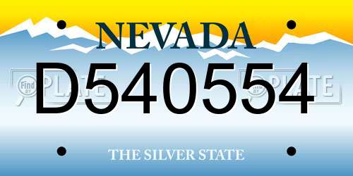 D540554 Nevada License Plate