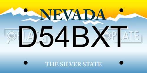 D54BXT Nevada License Plate
