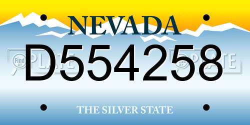 D554258 Nevada License Plate