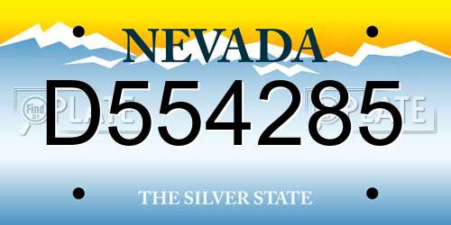 D554285 Nevada License Plate