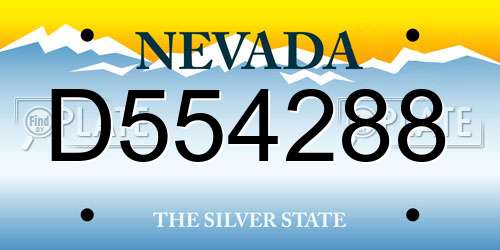 D554288 Nevada License Plate