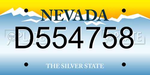 D554758 Nevada License Plate