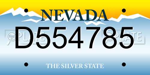 D554785 Nevada License Plate
