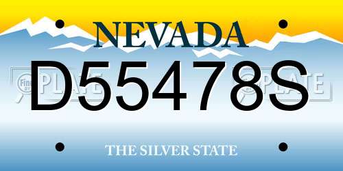 D55478S Nevada License Plate