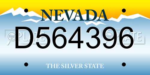 D564396 Nevada License Plate