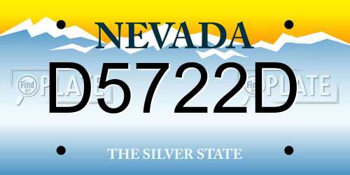 D5722D Nevada License Plate