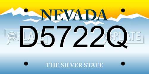 D5722Q Nevada License Plate