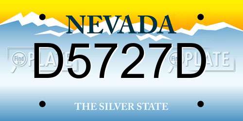 D5727D Nevada License Plate