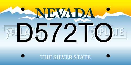 D572TO Nevada License Plate