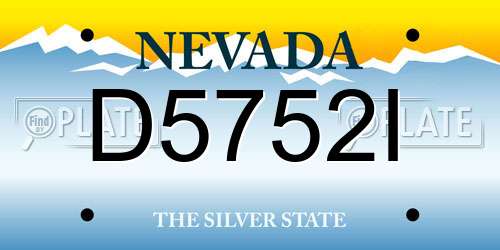 D5752I Nevada License Plate
