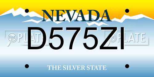 D575ZI Nevada License Plate