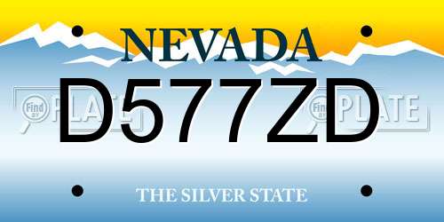 D577ZD Nevada License Plate