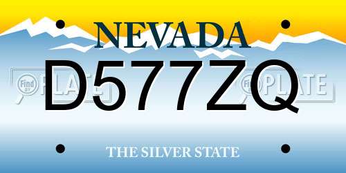 D577ZQ Nevada License Plate