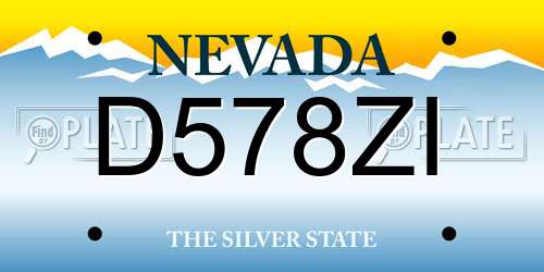 D578ZI Nevada License Plate