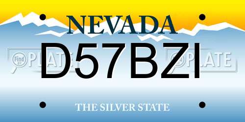 D57BZI Nevada License Plate