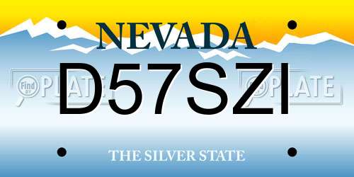 D57SZI Nevada License Plate