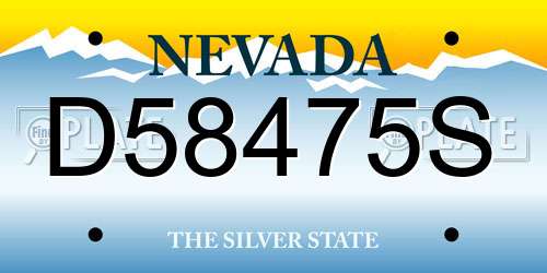 D58475S Nevada License Plate