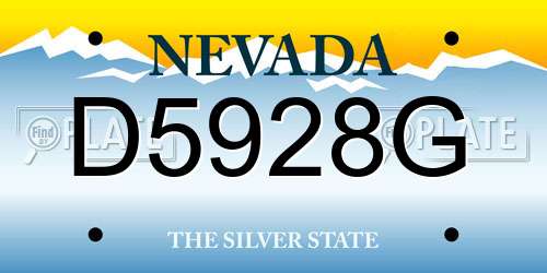 D5928G Nevada License Plate
