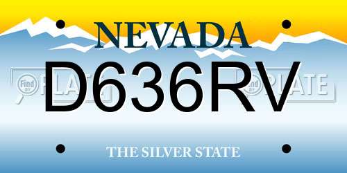 D636RV Nevada License Plate