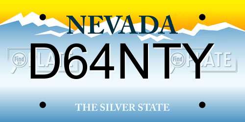 D64NTY Nevada License Plate
