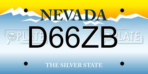 D66ZB Nevada License Plate