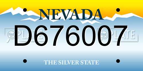 D676007 Nevada License Plate
