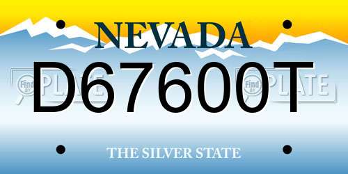 D67600T Nevada License Plate