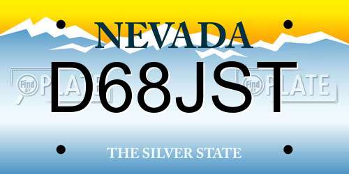 D68JST Nevada License Plate