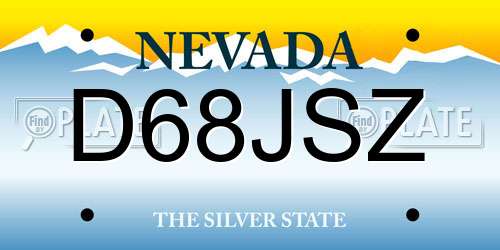 D68JSZ Nevada License Plate