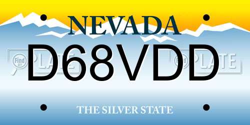 D68VDD Nevada License Plate