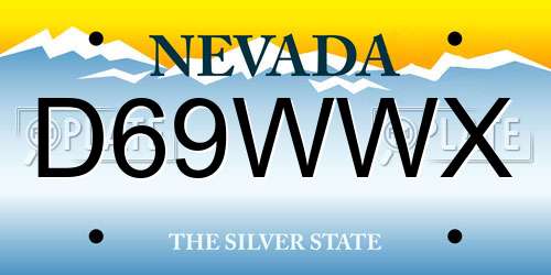 D69WWX Nevada License Plate