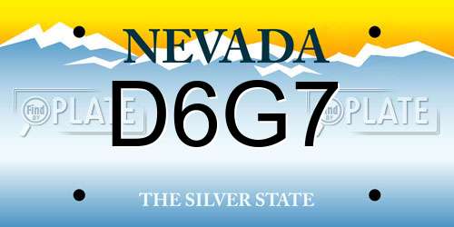 D6G7 Nevada License Plate