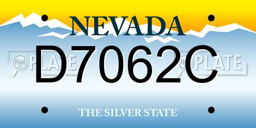 D7062C Nevada License Plate
