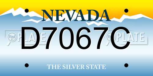 D7067C Nevada License Plate