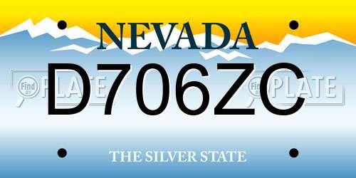 D706ZC Nevada License Plate