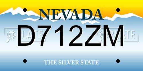 D712ZM Nevada License Plate