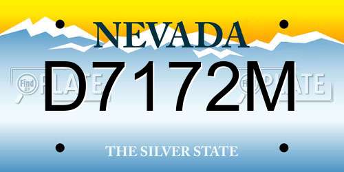 D7172M Nevada License Plate