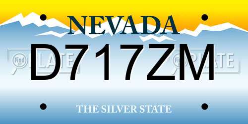D717ZM Nevada License Plate