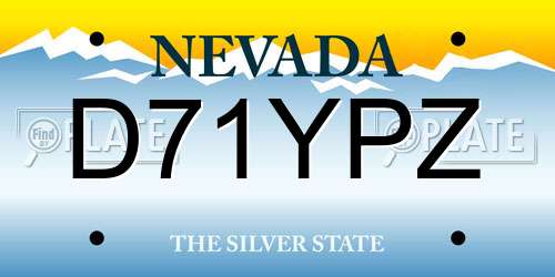 D71YPZ Nevada License Plate
