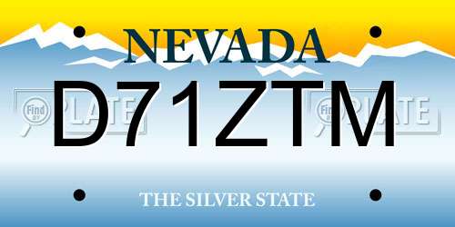 D71ZTM Nevada License Plate