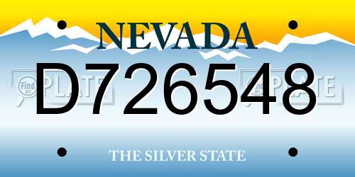 D726548 Nevada License Plate