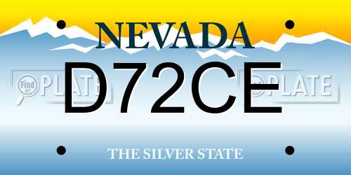 D72CE Nevada License Plate